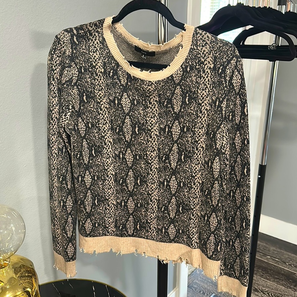 FATE size small distressed snake skin sweater.